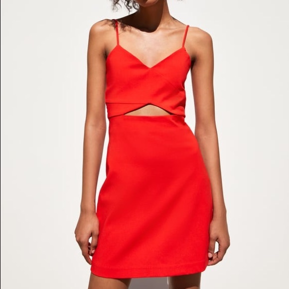 zara red cut out dress ZARA Strappy Cut Out Dress